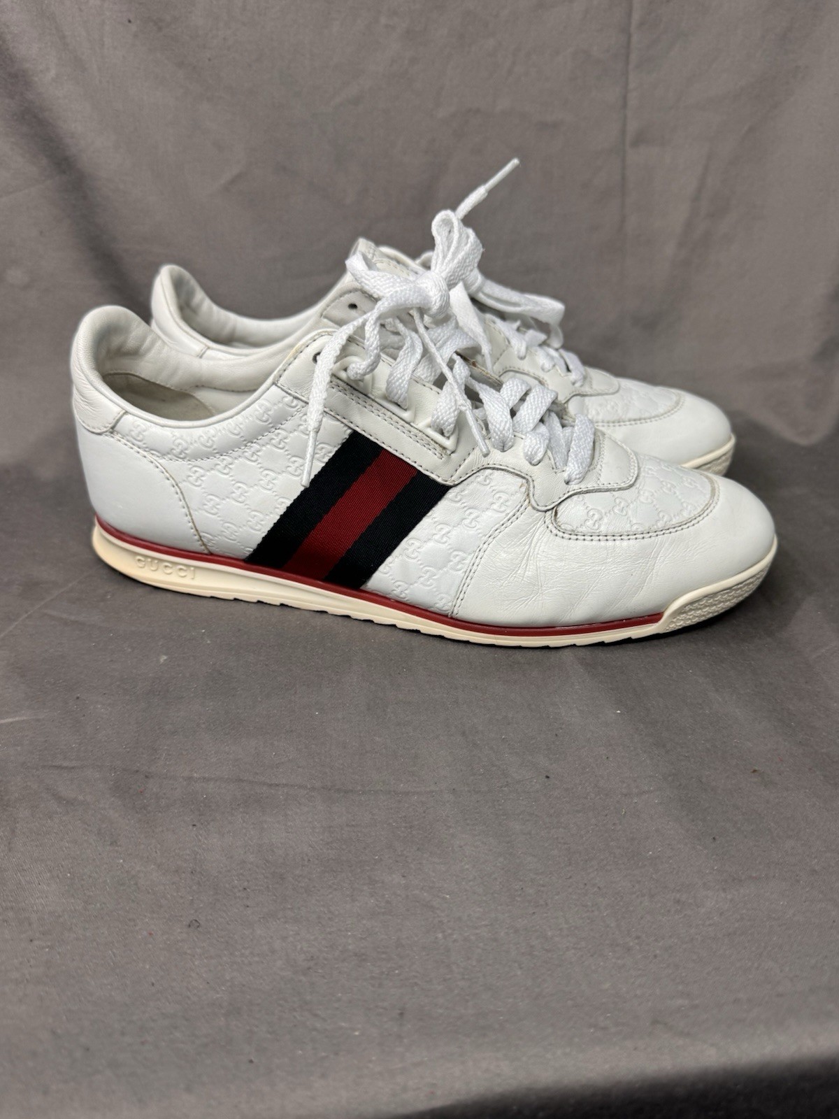 Gucci White Mens 233334 GG Guccissima Web Stripe U.S 6.5 UK 6