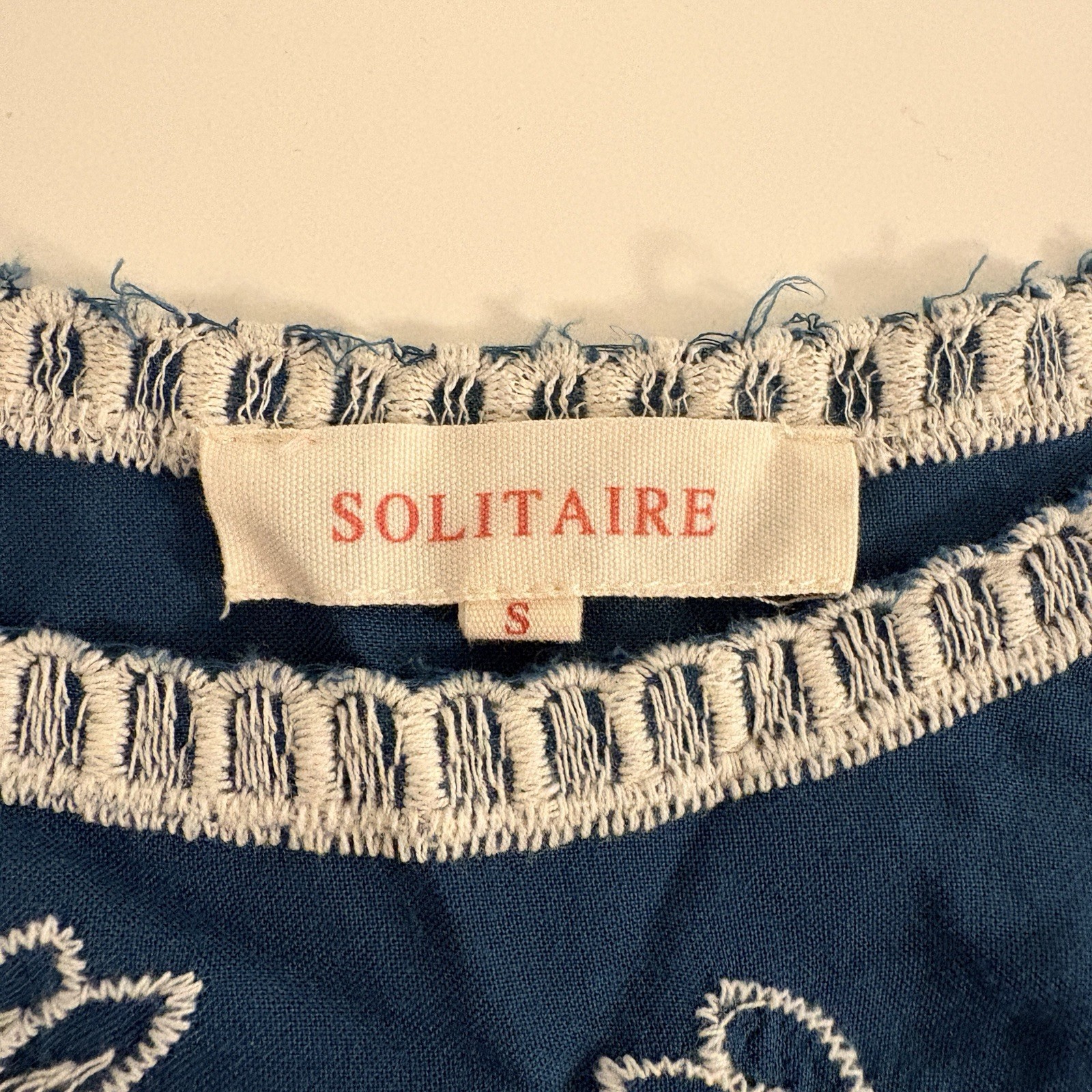 Solitaire Boho Embroidered Floral Blouse Women’s Size Small Teal Peasant Top