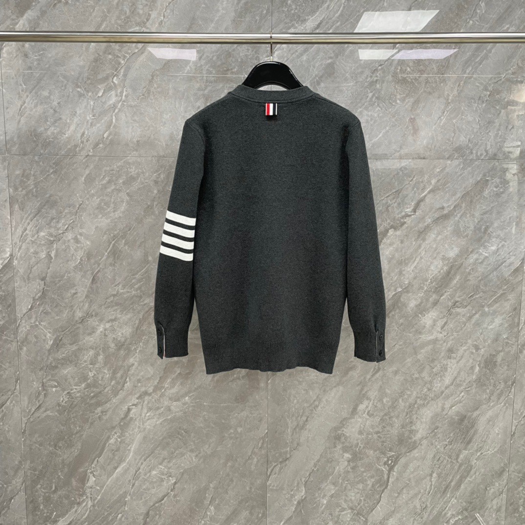 Thom Browne Men/womens Autumn Winter New Four Bars Striped Knitted Wool Cardigan