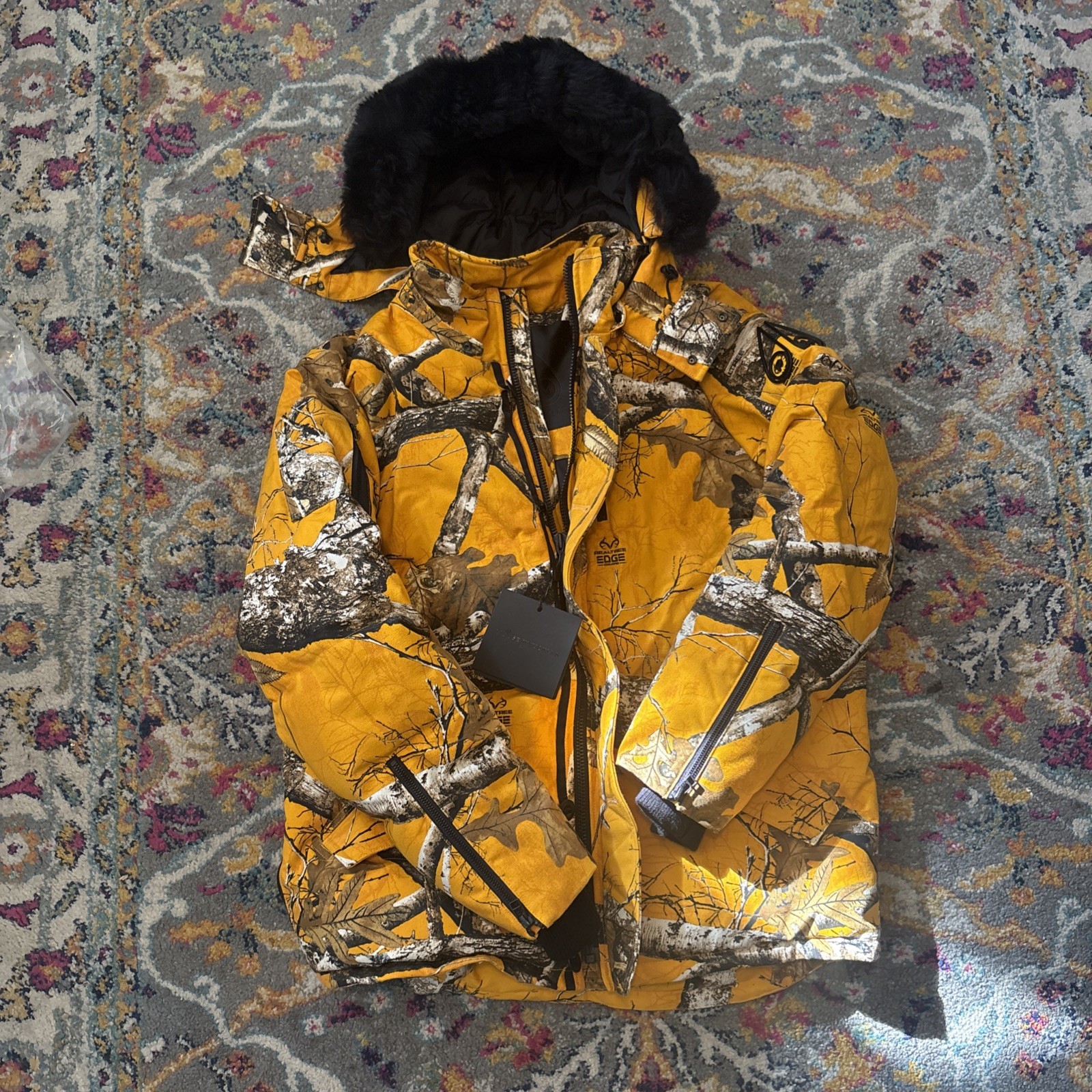 MOOSE KNUCKLES x Post Malone Mens 3Q Shearling Realtree Coat Yellow -MSRP $1,295