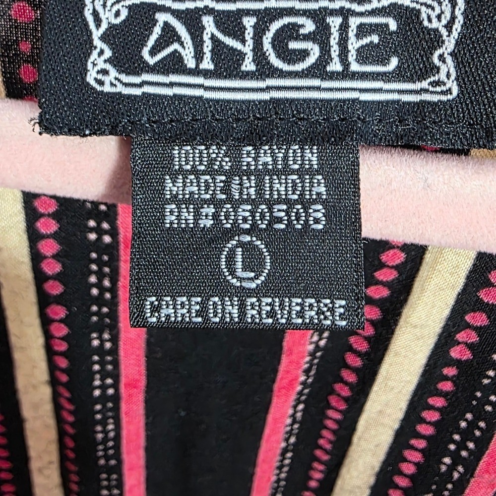 Angie Floral Boho Kimono Duster Black and Pink Sz Large