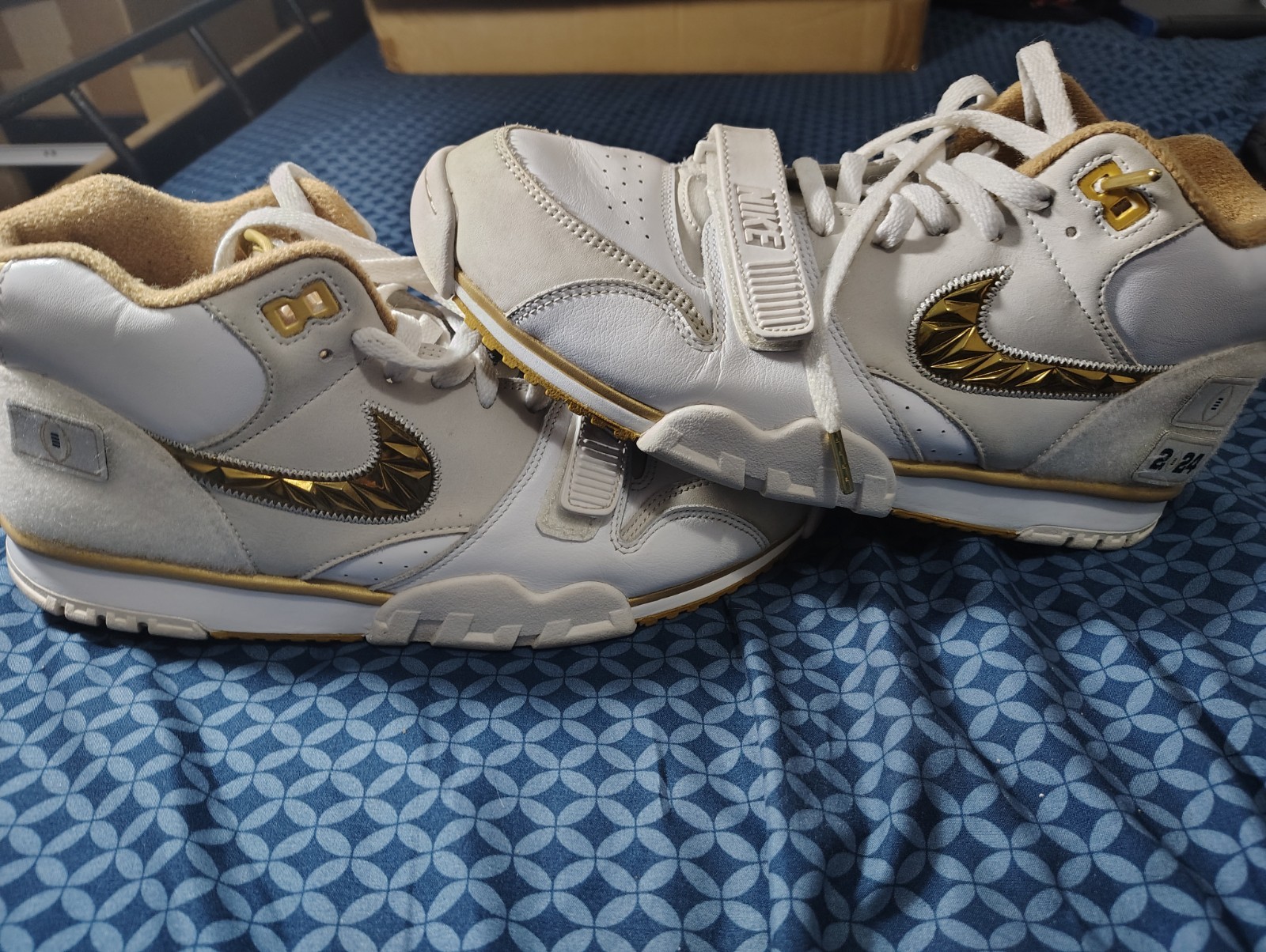 Nike Air Trainer 1 CFP Pack Mid Top Lace Up Strap Leather White/Gold FJ6196-100
