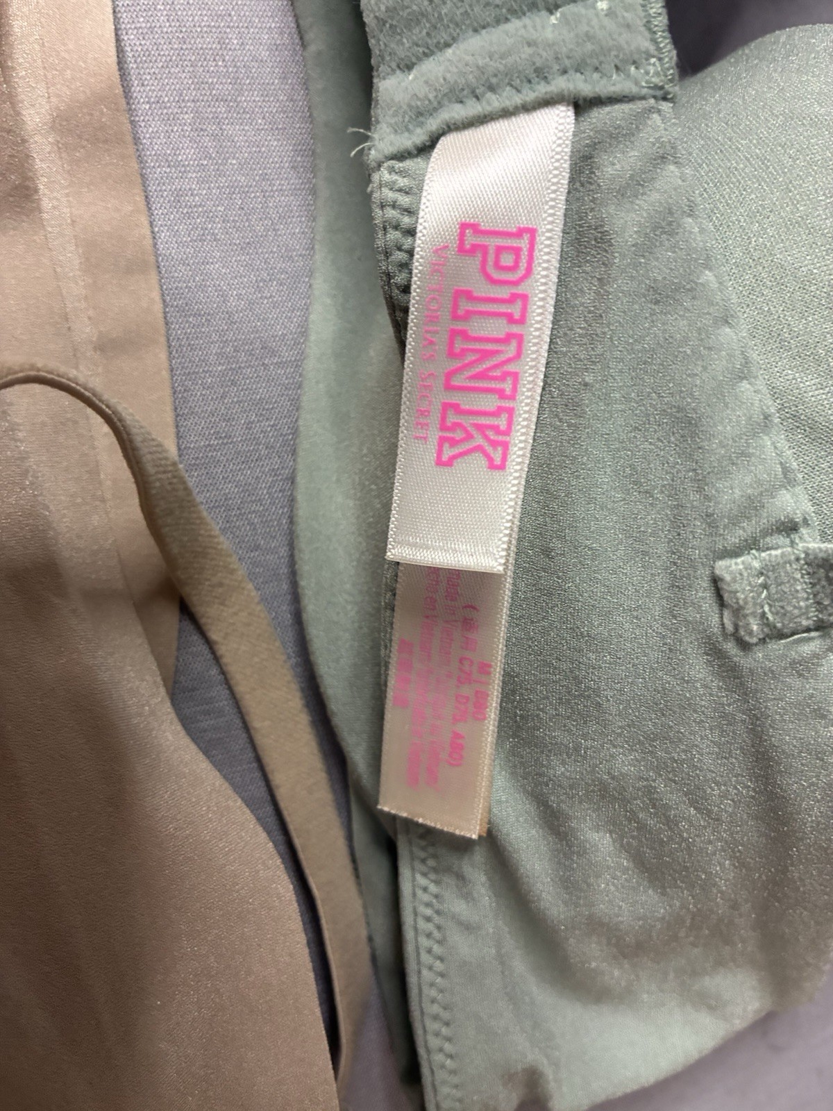 PINK Victoria’s Secret Wireless Padded Bralette Bra Lot 2 S/D Green Beige Pink