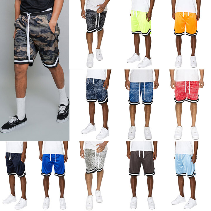 Men’s Mesh Drawstring Basketball Shorts with Zippered Pockets S ~ 5XL JS17EY