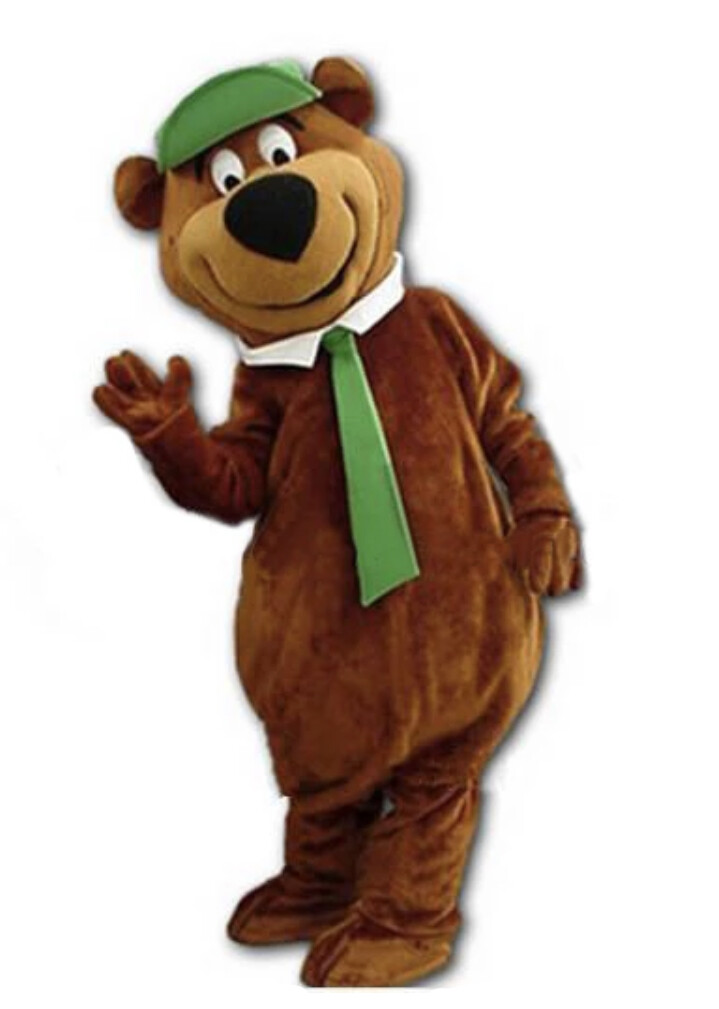 Mascotte Orso Yogi bear costume adulti animazione cravatta verde cartone
