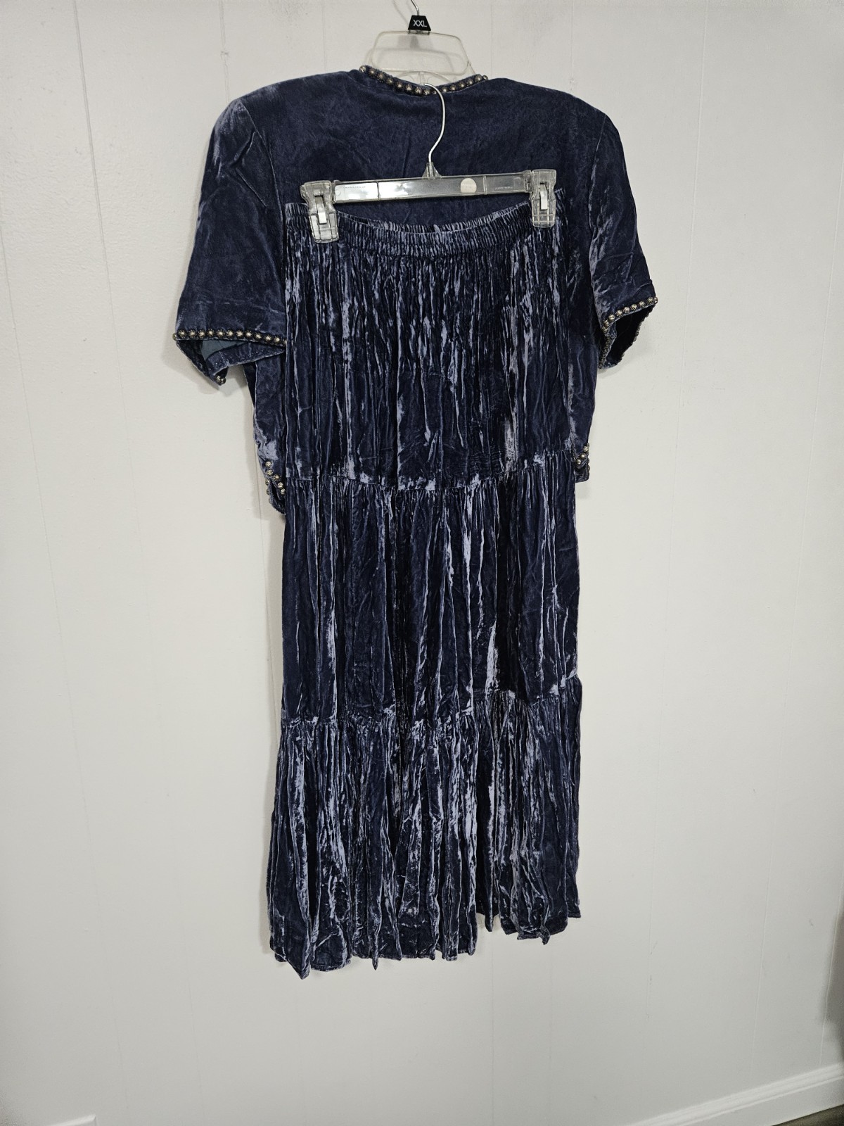 Double D Ranch Blue Crushed Velvet Studded Jacket & Skirt