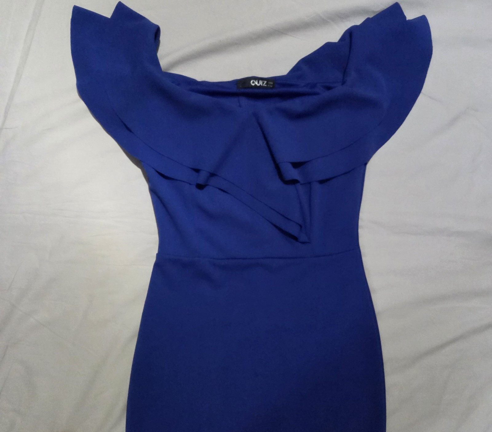 QUIZ ROYAL BLUE OFF-SHOULDER MERMAID STYLE DESIGNER DRESS NWT