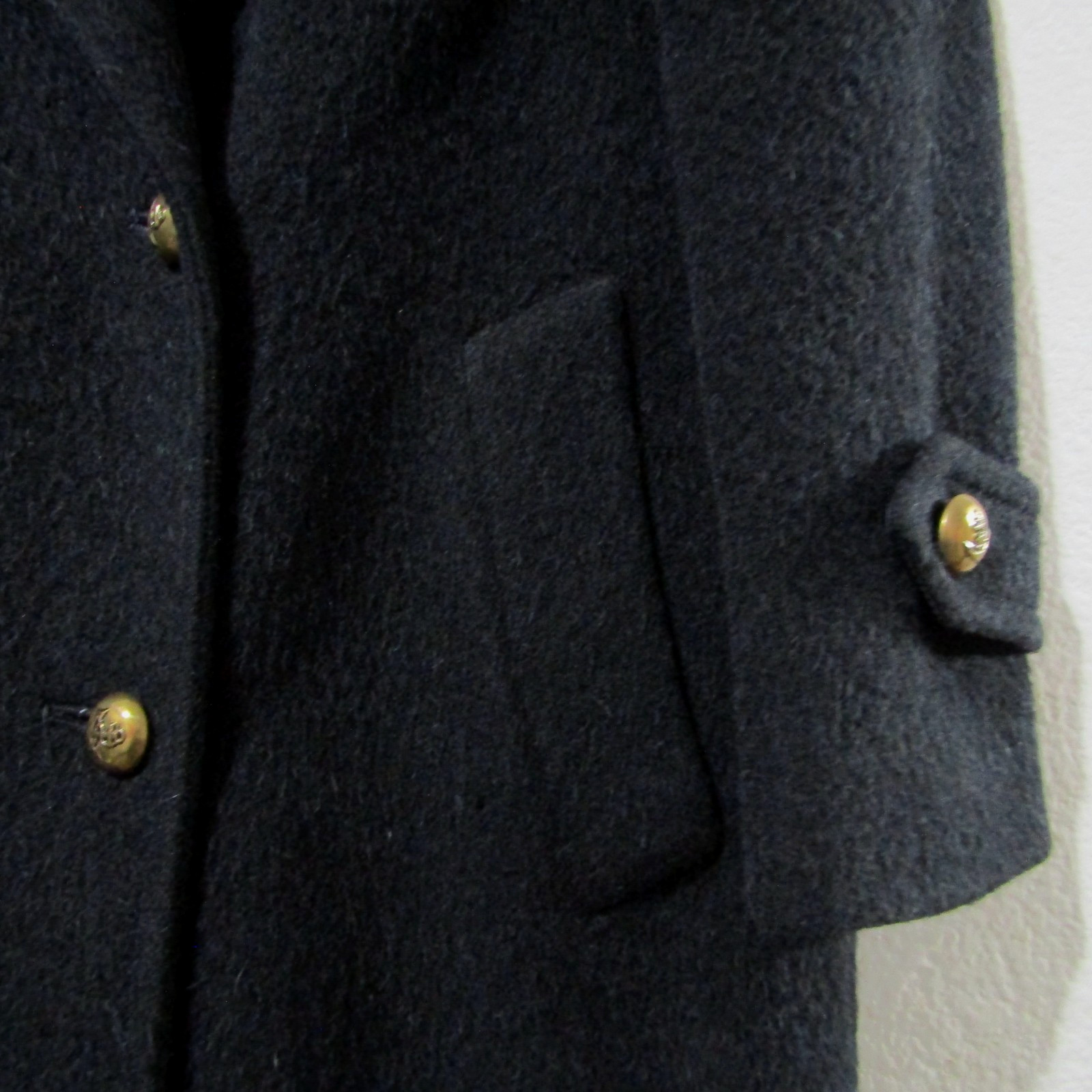 Vtg Evan Picone Coat 6 S Pure Wool Black USA Double Breasted