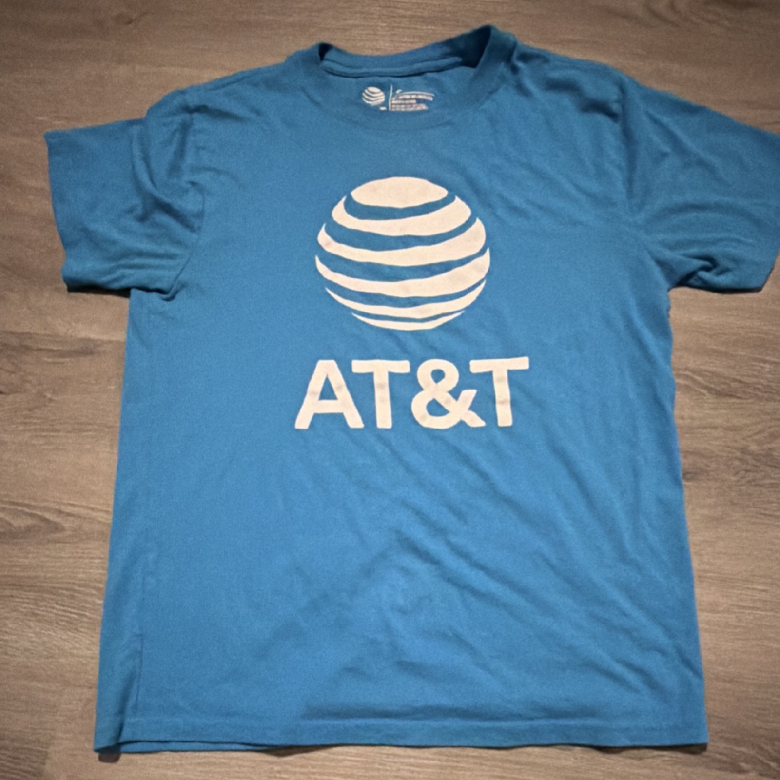 AT&T Blue Logo T-Shirt women Size S Short Sleeve Crew Neck