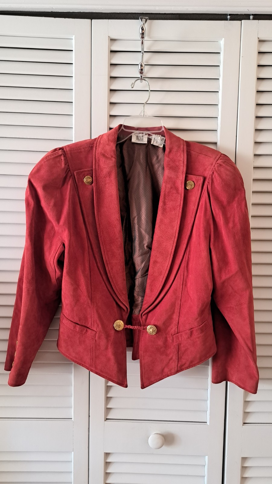 Madeleine Size 40/12 Red Genuine Leather Suade Jacket