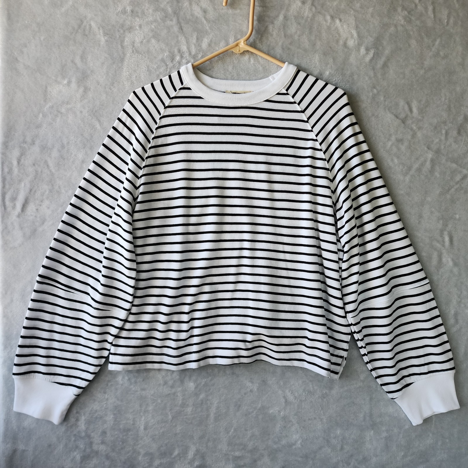 Madewell Top Womens Size Small Relaxed Raglan Cotton Jersey Black Striped NWT
