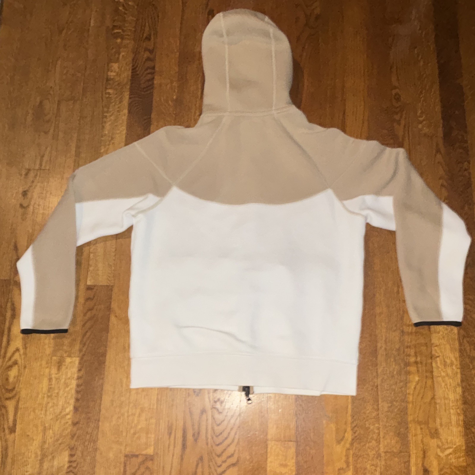 Nike Men’s M Colorblock Full Zip Fleece Hoodie w/ Pockets Beige White Black