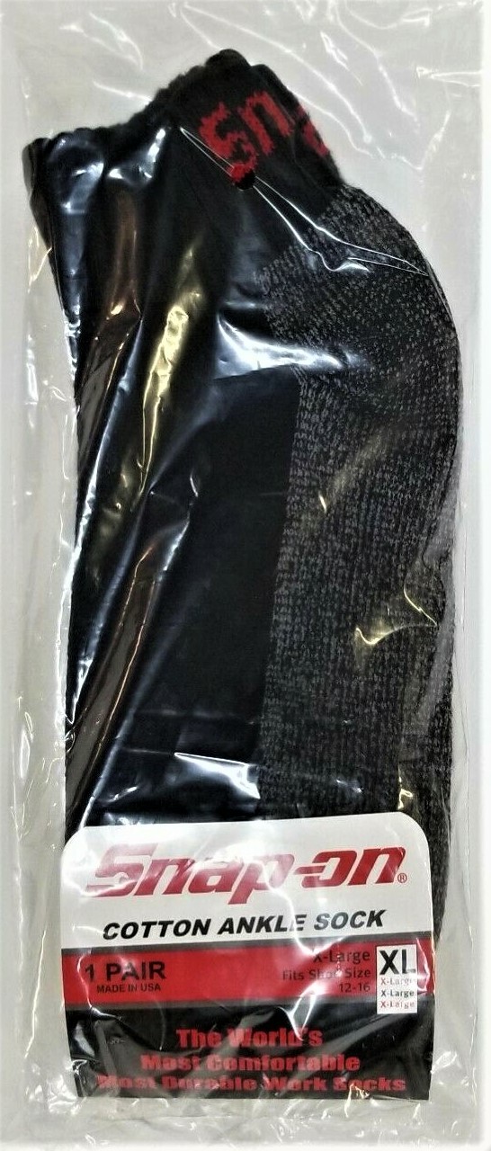 6 PAIRS Men’s BLACK Snap-On Ankle Socks X-LARGE *FREE SHIP* MADE IN USA *NEW* XL