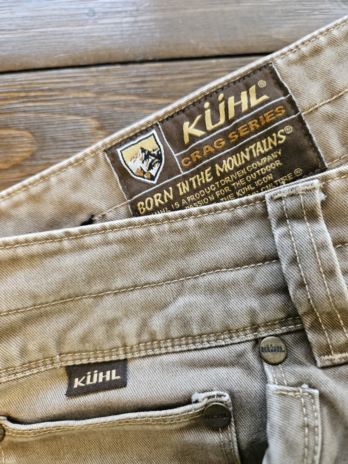 KÜHL Crag Series Pants Men’s 38×30 Khaki Outdoor Hiking Trail Stretch Canvas Tan