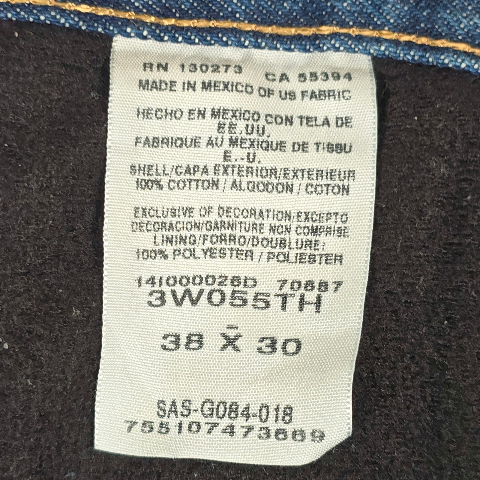 Wrangler RIGGS Workwear Fleece Lined Jeans Mens 38×30 Dark Wash Blue 3W055TH