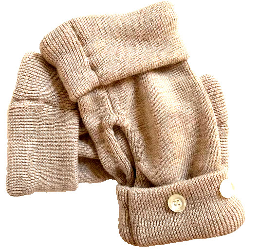 FINGERLESS GLOVES BROWN TAN CAMEL 100% MERINO WOOL M – L MEDIUM – LARGE MITTENS