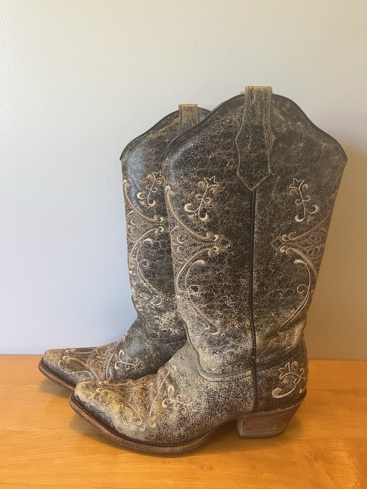 CIRCLE G by Corral Western Cowboy Boots Snip Toe Crackle Boho L5048 Women Sz 8 M