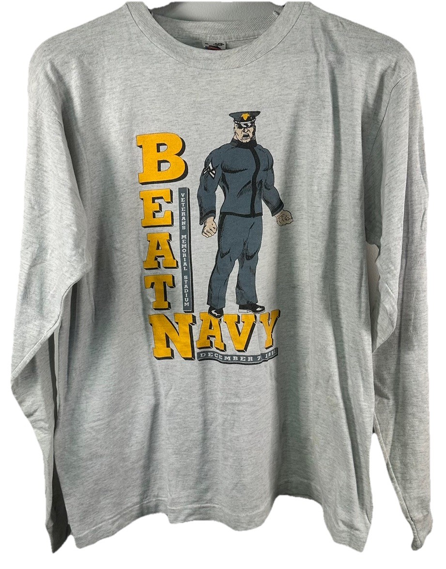 VINTAGE 91′ BEAT NAVY USMA VS NAVY GO ARMY LONG SLEEVE T-SHIRT XL