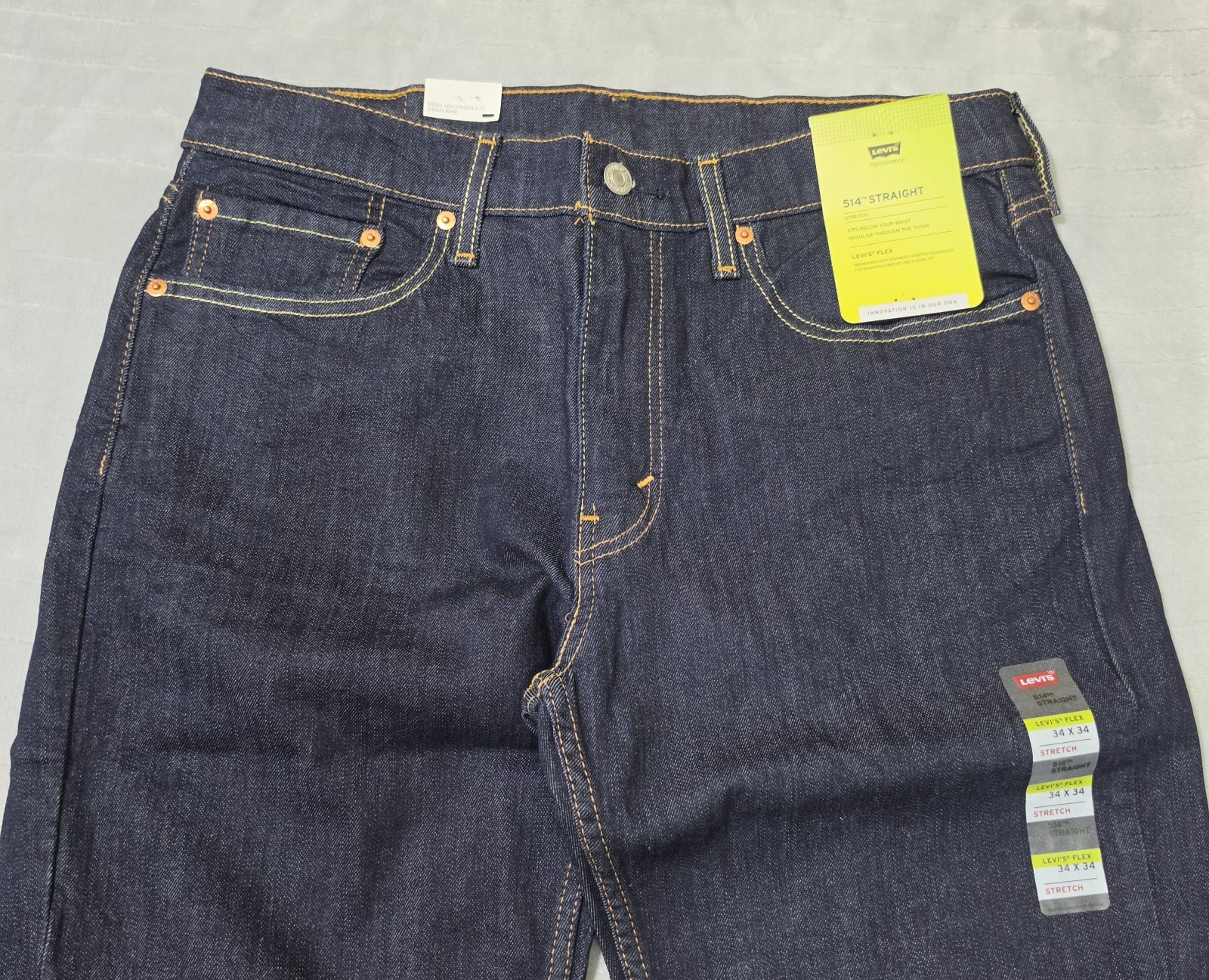 Levi’s 514 Flex Jeans Men’s 34 W x 34 L Straight Leg Stretch Levis