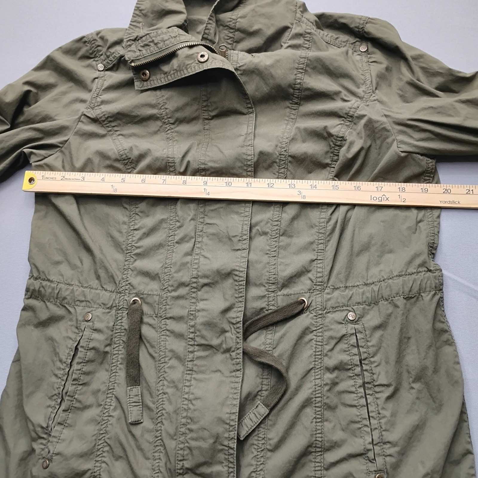 Be Boundless Womens Olive Green Utility Anorak Jacket Drawstring Waist Medium