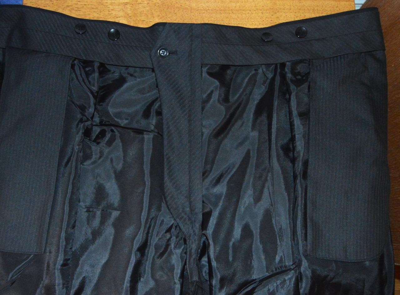 USA Tallia 52 R Custom Made Double breasted no vent wool dinner tuxedo suit g3j5