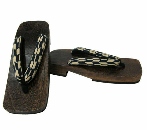Japanese Men’s Wooden Geta Sandals 10.25″ Samurai Yukata Kimono Shoes Yabane