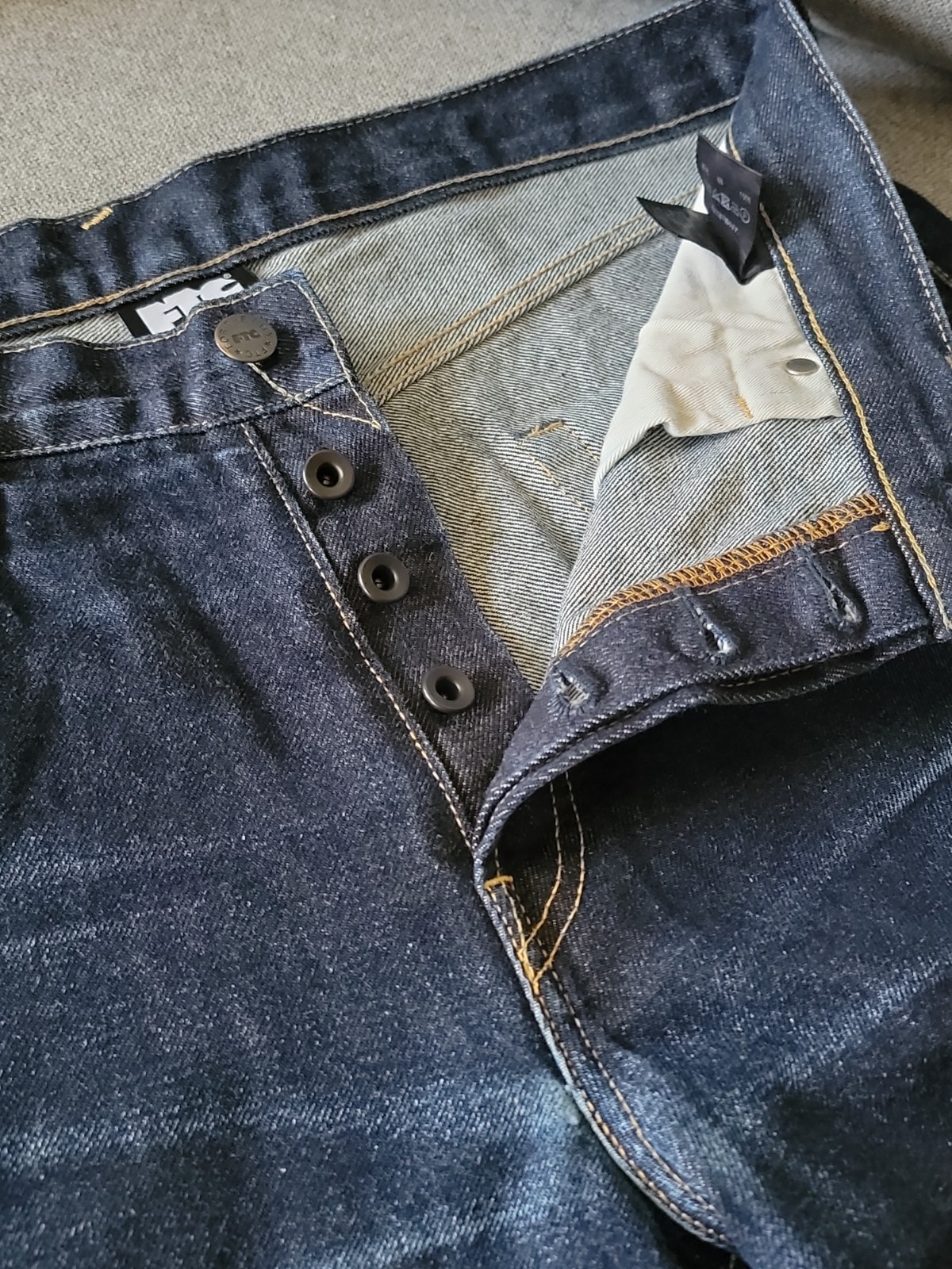 Sz L 36×31 FTC For The City Japan Made Raw Denim Jeans Indigo FADED PATINA GREAT