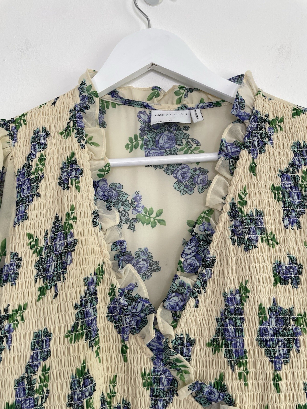 NWOT Asos Design Floral Smocked Midi Dress Cottagecore Boho Wedding Guest 10