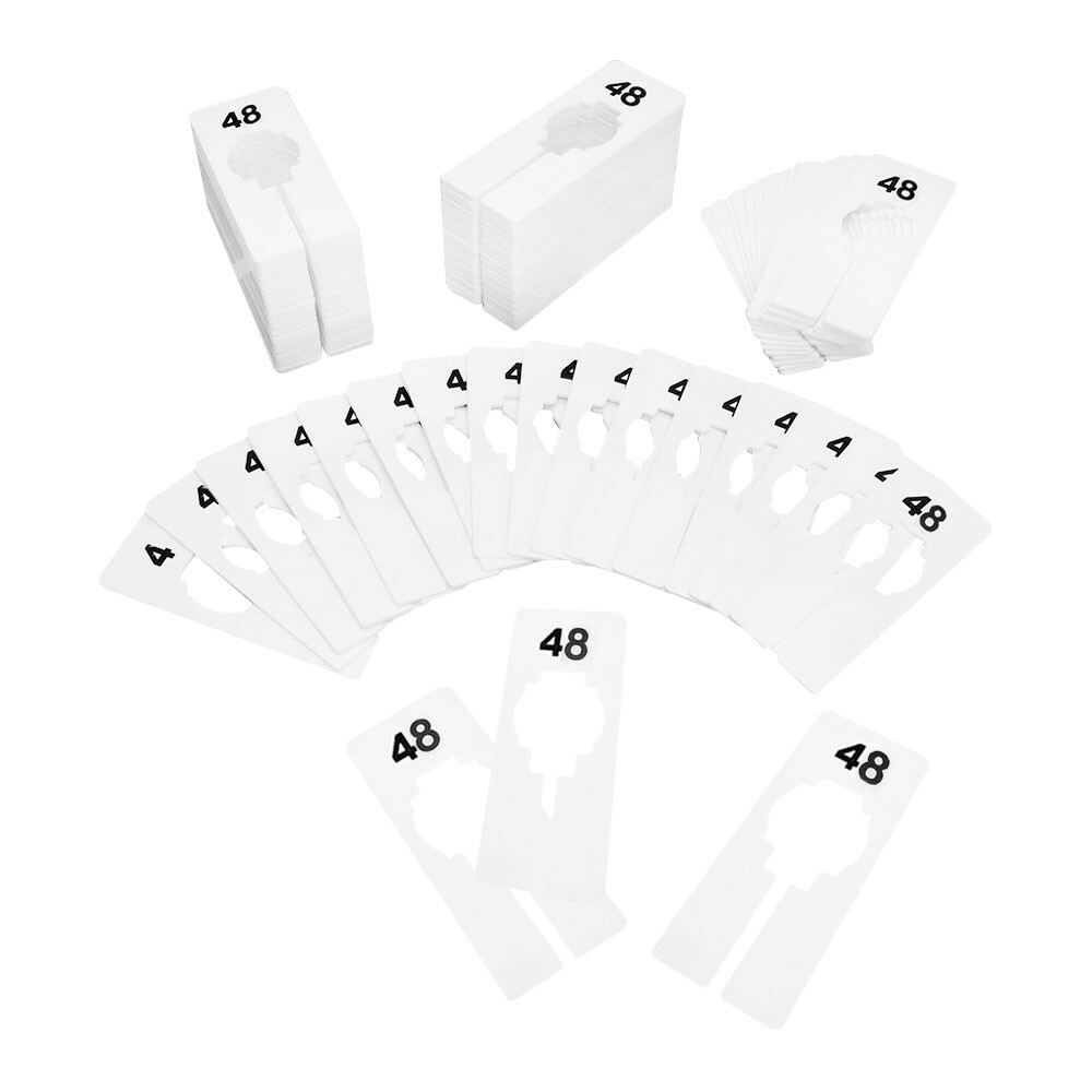 10 PC 2″ x 5″ Clothing Rack Size 48 Dividers Hangers White Plastic Rectangular