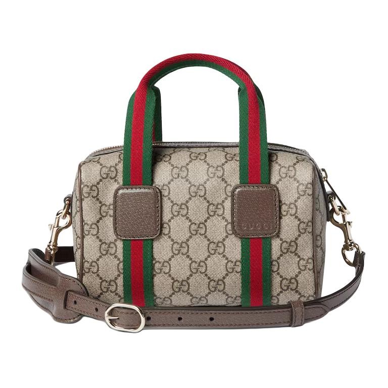 GUCCI GG Monogram Canvas Handbag Mini Unisex Beige Brown 7.9 x 5.1 x 5.1 in