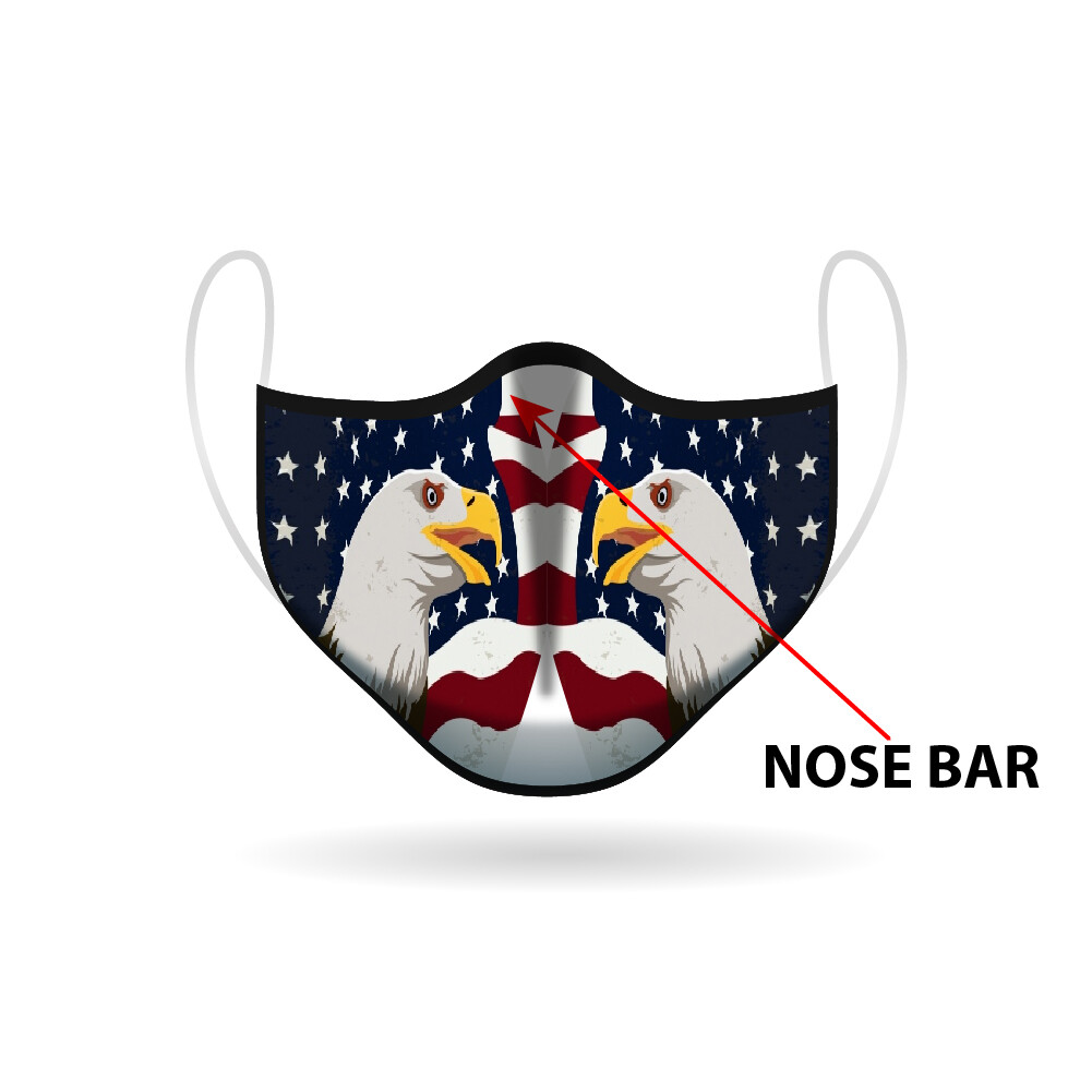 American Eagle USA Face Mask 2-Ply – Soft Cloth – Re-usable, Washable, Durable