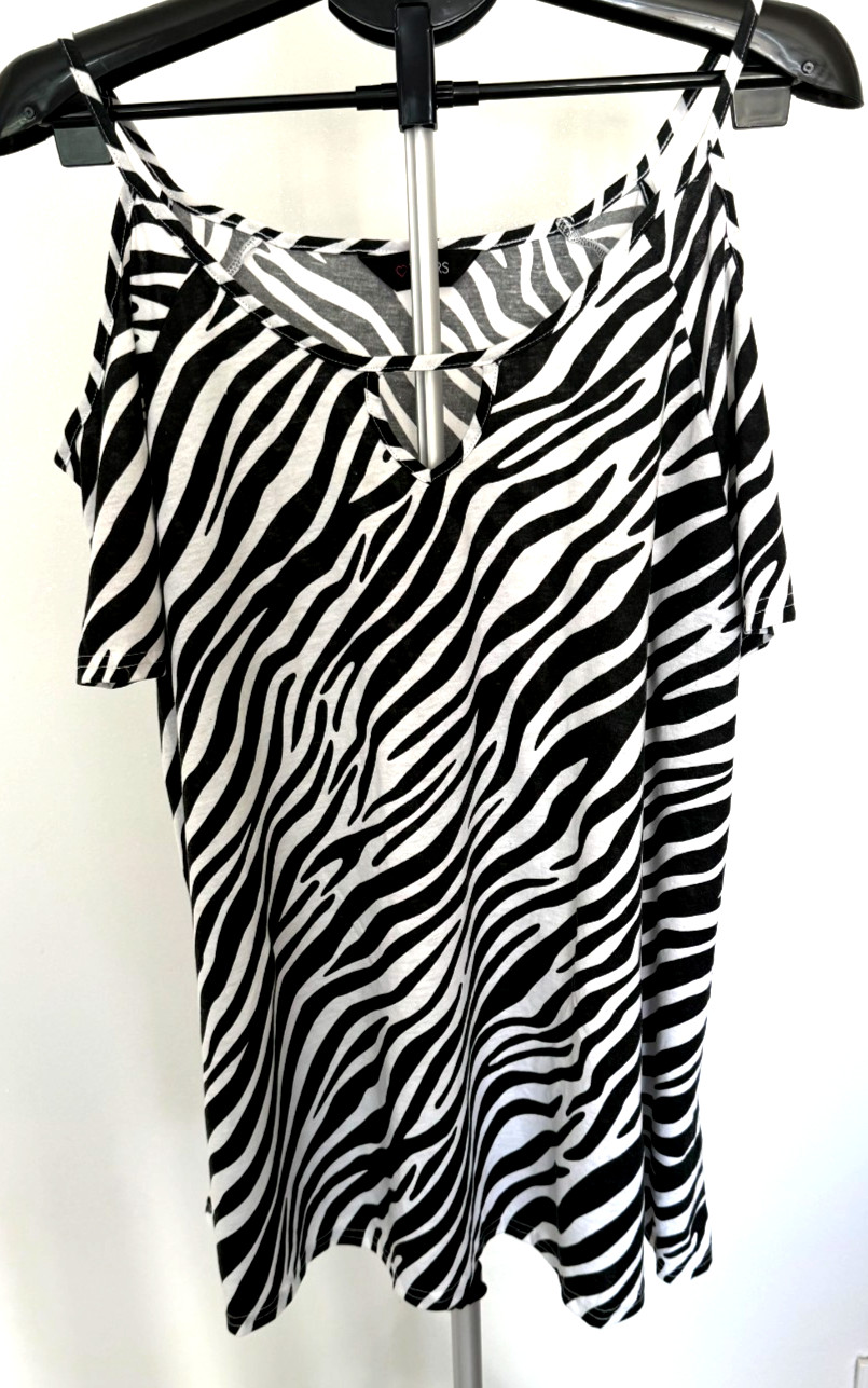 Yours Clothing Zebra Print Cold Shoulder Cowl Neck Blouse Top Plus Size 20