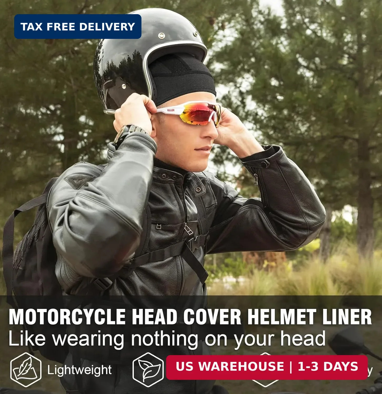 MELASA 3 Pack Cooling Skull Cap, Sweat Motorcycle Helmet Liner Head Cover, Mesh