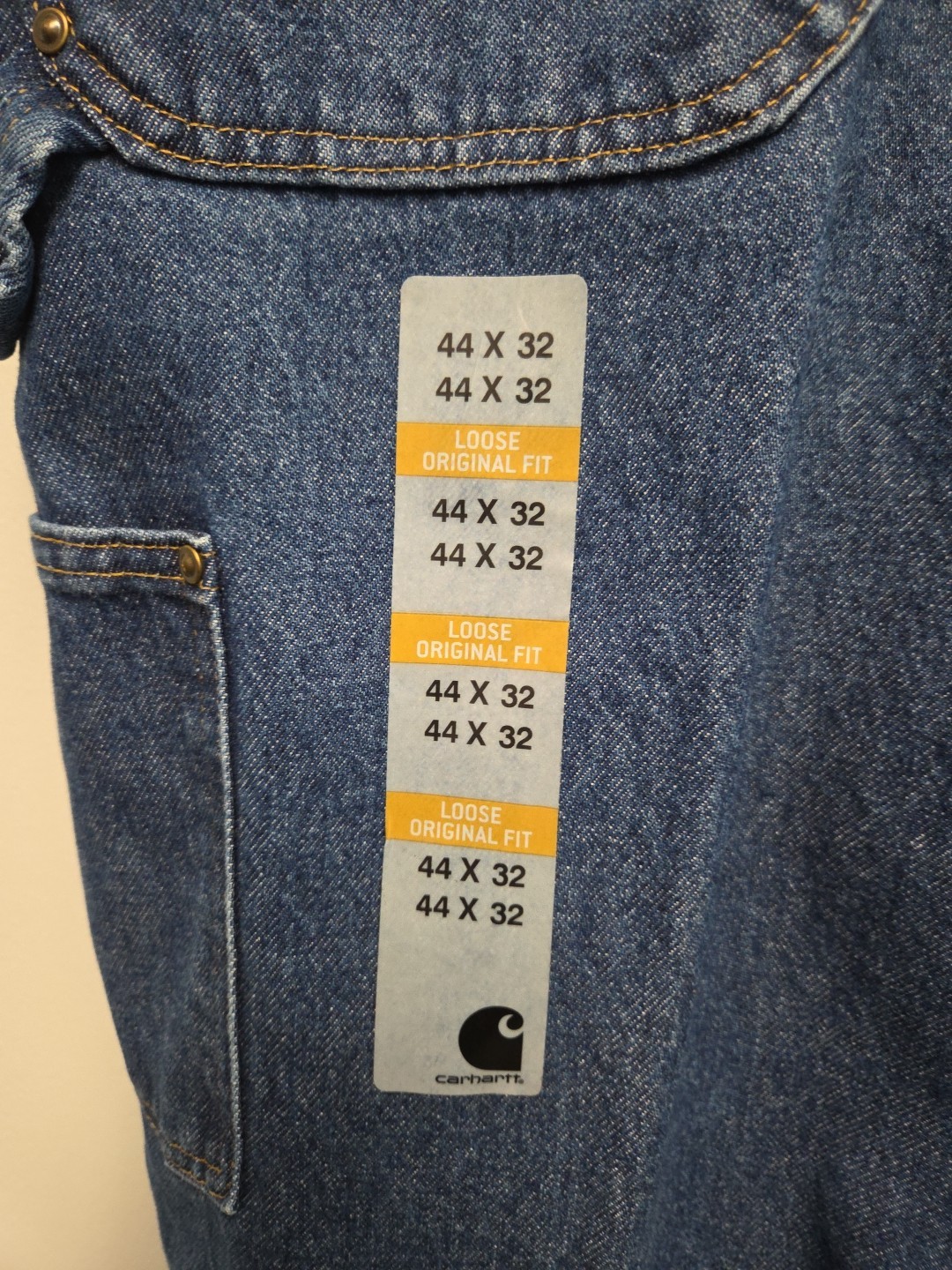 Carhartt B73 Double Front Washed Denim Loose Fit Logger Jean Size 44×32 NWT