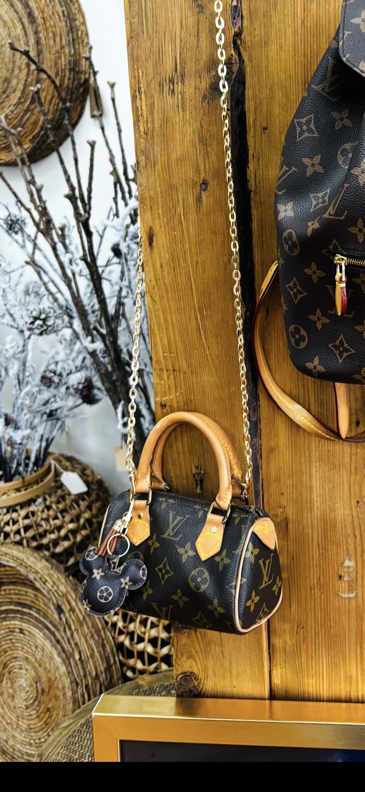 Louis Vuitton Monogram Mini Top Handle Bag Zip Chain Strap Gold Hardware