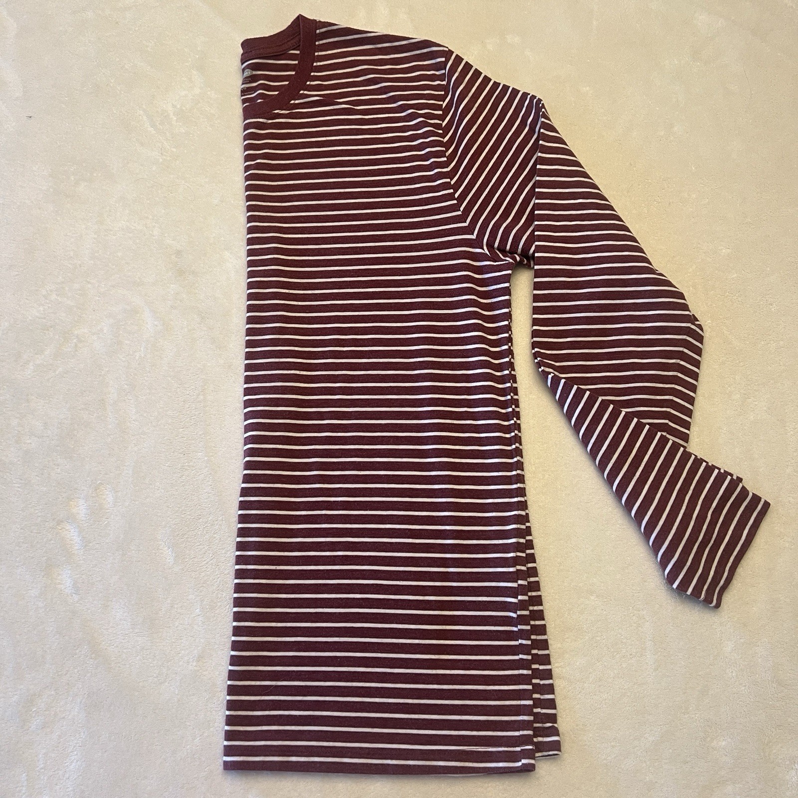 Old Navy Long Sleeve Maroon and white Striped Shirt cotton mens vintage inspired