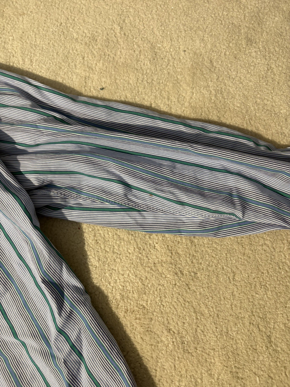 Turnbull & Asser Dress Shirt Mens 14.5- 37 Blue & Green Stripe England