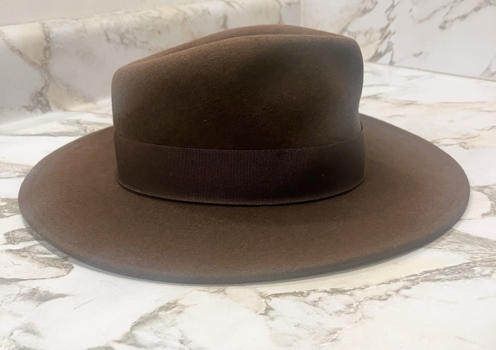 Vintage Brown 100% Wool Fedora Hat Wide Brim Medium Unbranded Classic