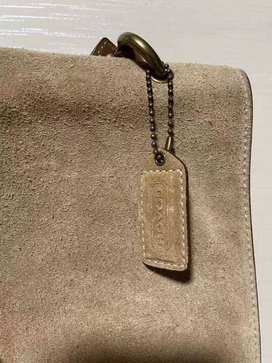 COACH Vintage Beige Suede Shoulder Bag Large A4 Business Tote 29cm 11.4in
