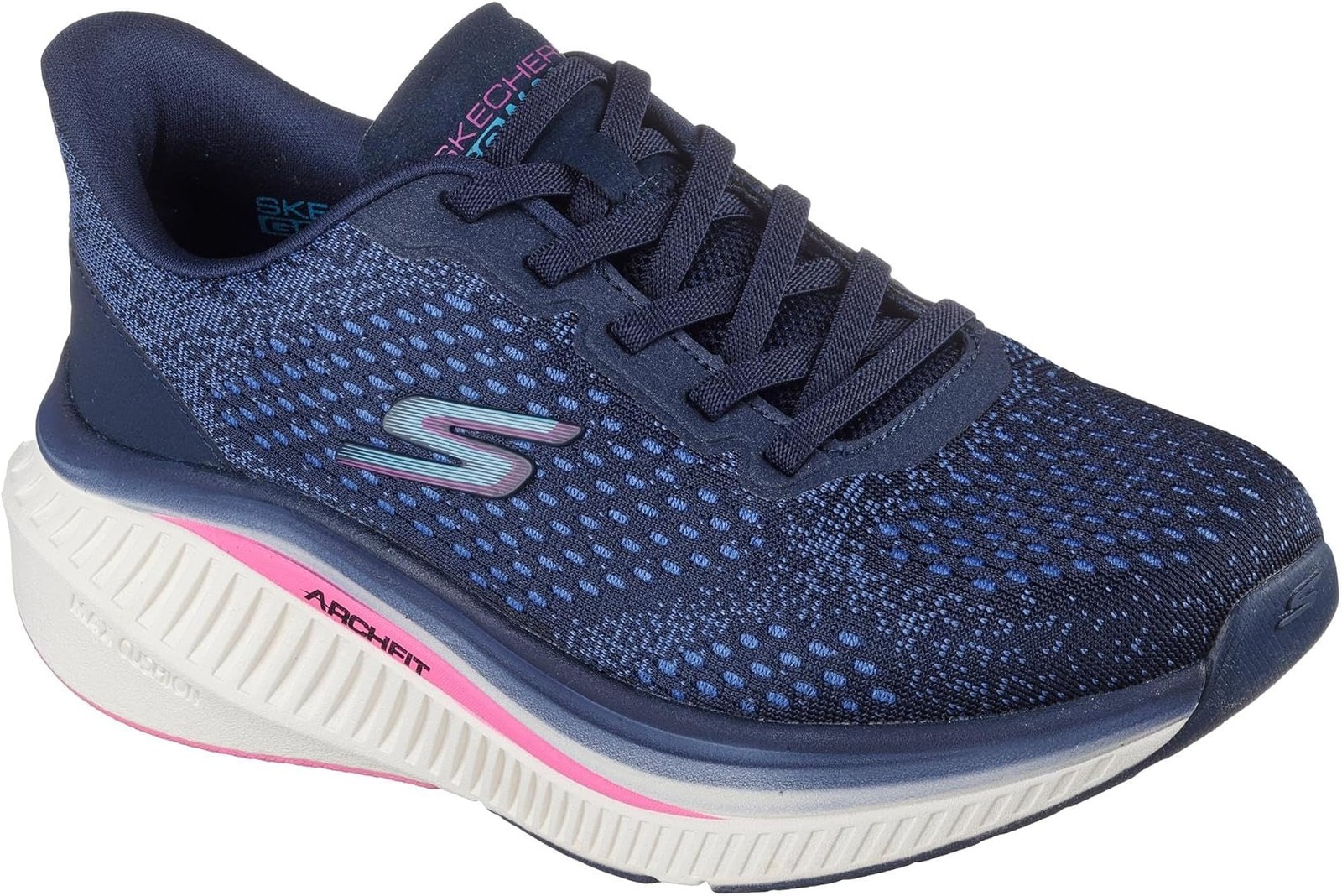 Skechers Womens Max Cushioning Arch Fit Roslyn – Navy/Purple – 5.5 B – Medium