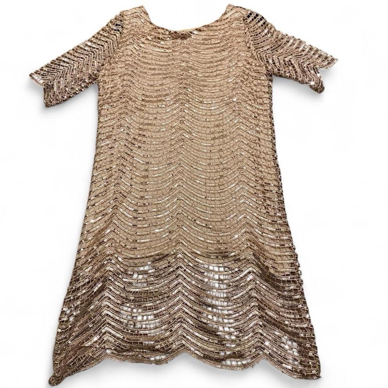 Haoduoyi Gold Sequin Open Back Dress, Size XXL.