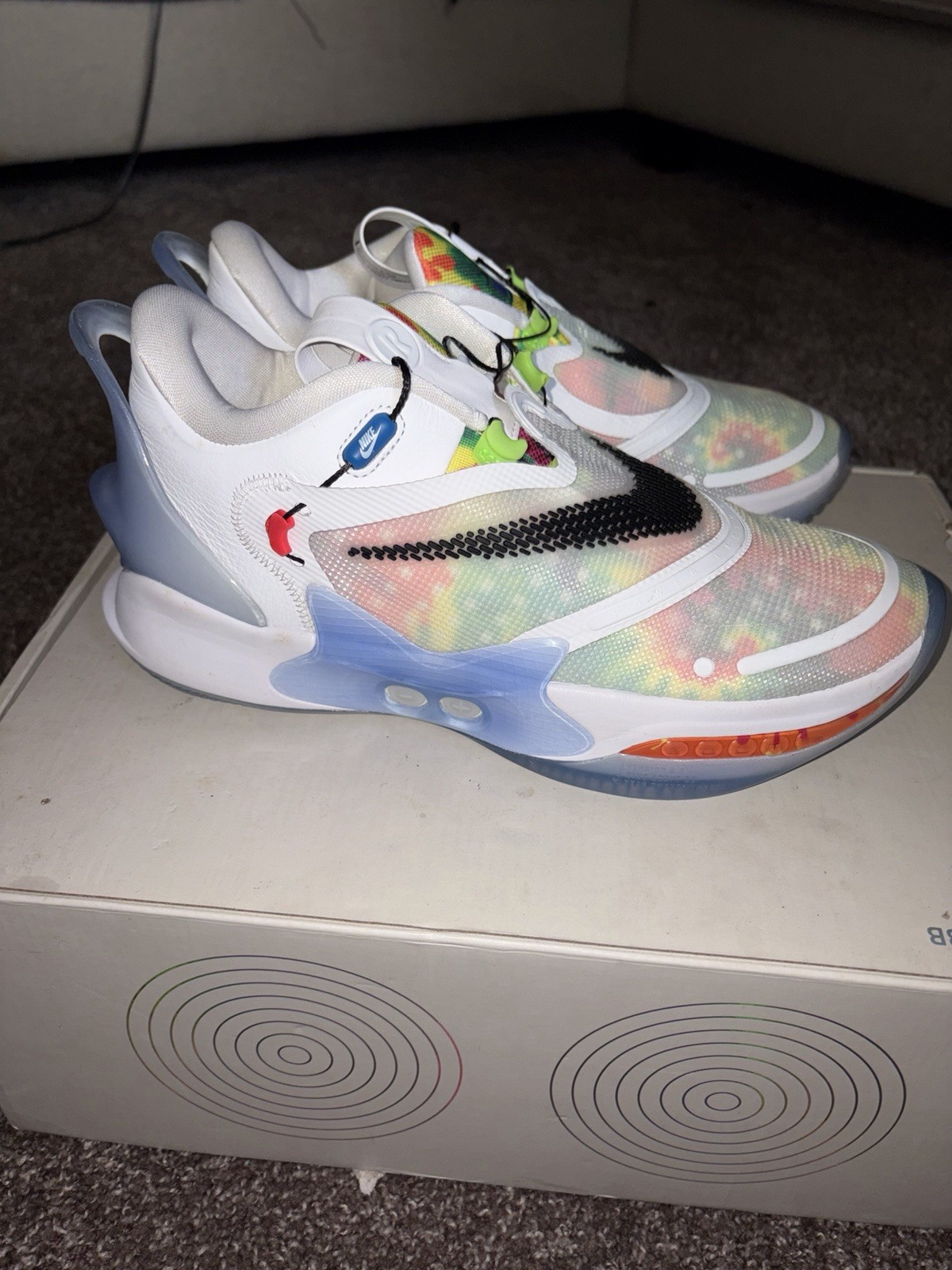Nike Adapt BB 2.0 Tie-Dye Multicolor Low Top Basketball Sneaker BQ5397-100 2020