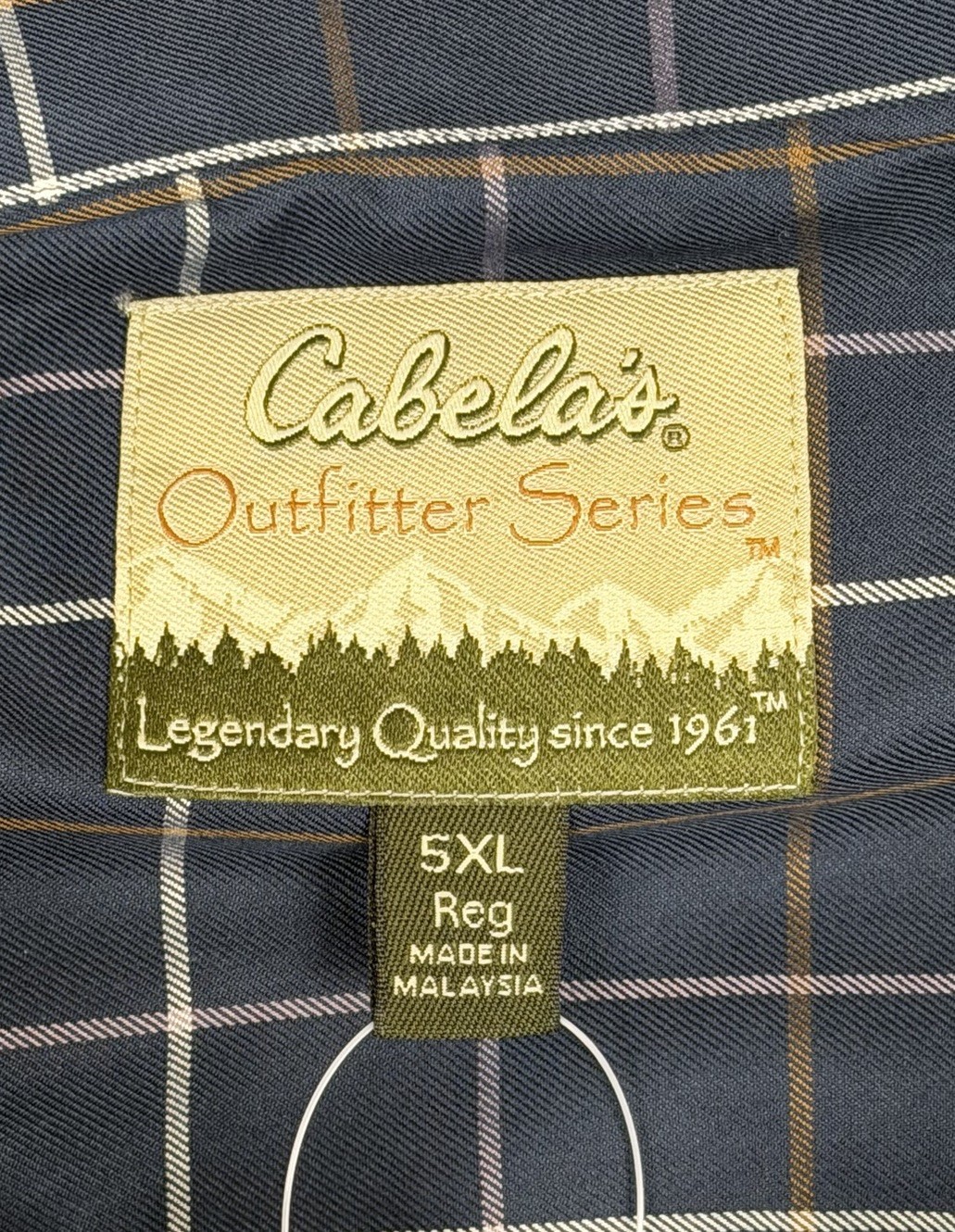 Cabelas Outfitter Series Shirt Mens 5XL Navy Windowpane Nanotex Button Down NEW