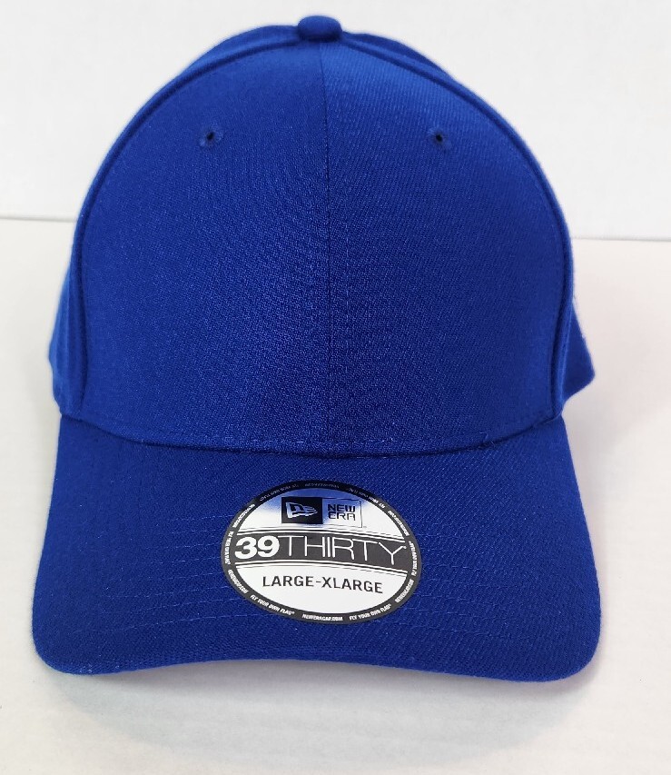 New Era 39Thirty Blank Blue Stretch Fitted Hat Cap Size Large/Extra Large L/XL