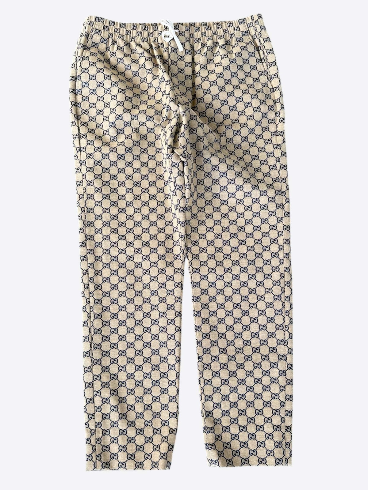 Gucci Beige & Navy GG Monogram Pants