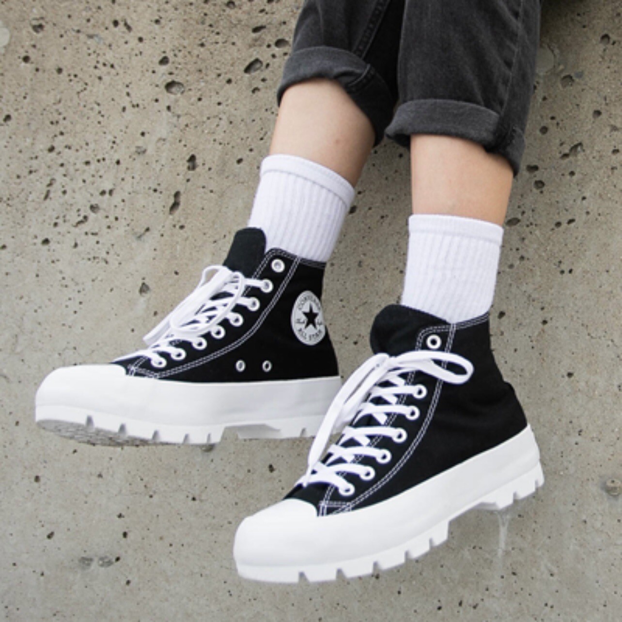 Converse All Star Lugged Hi Women’s Sneaker Black Athletic Shoe Trainers #901