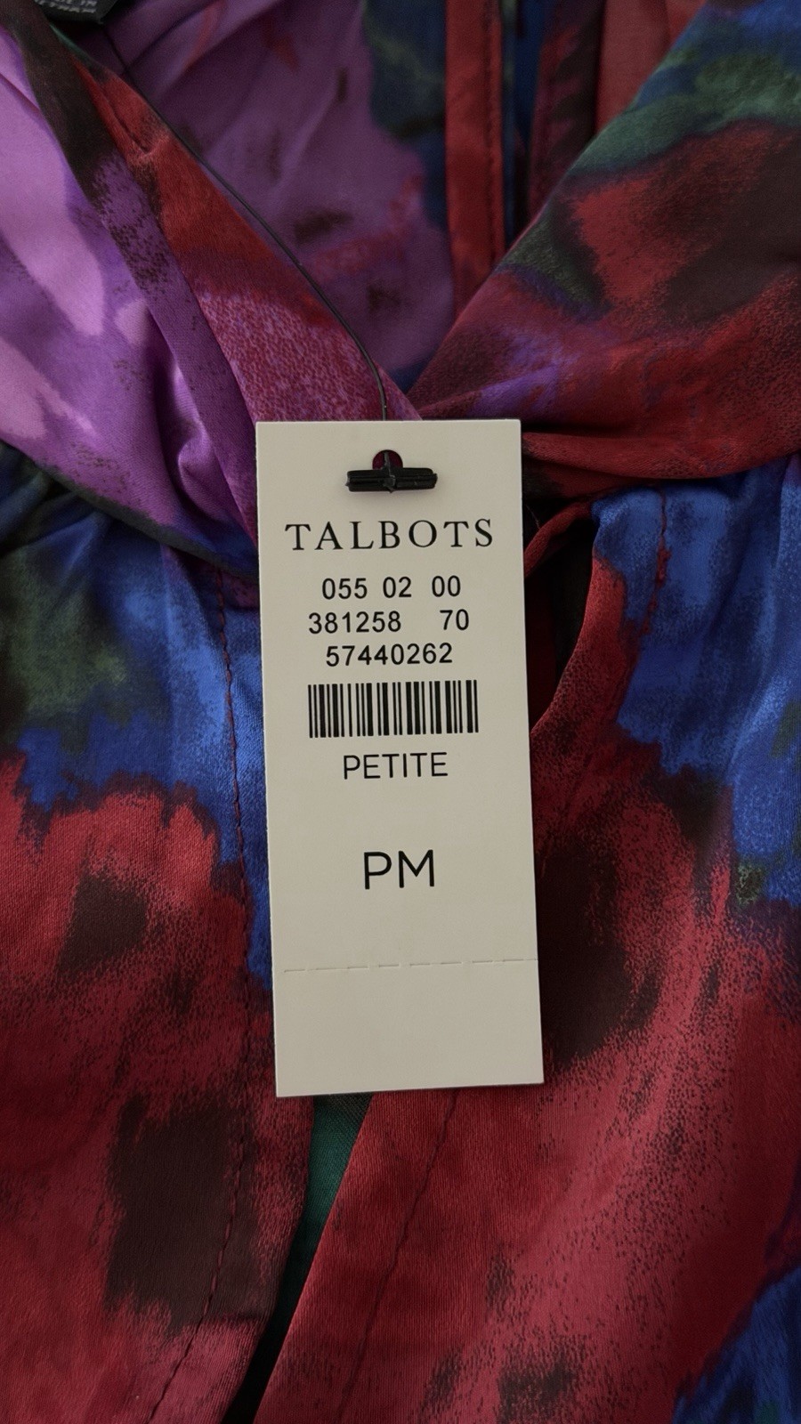 NWT Talbots Women’s Size PM Red Purple Polyester Blend Twist Neck Pullover Blous