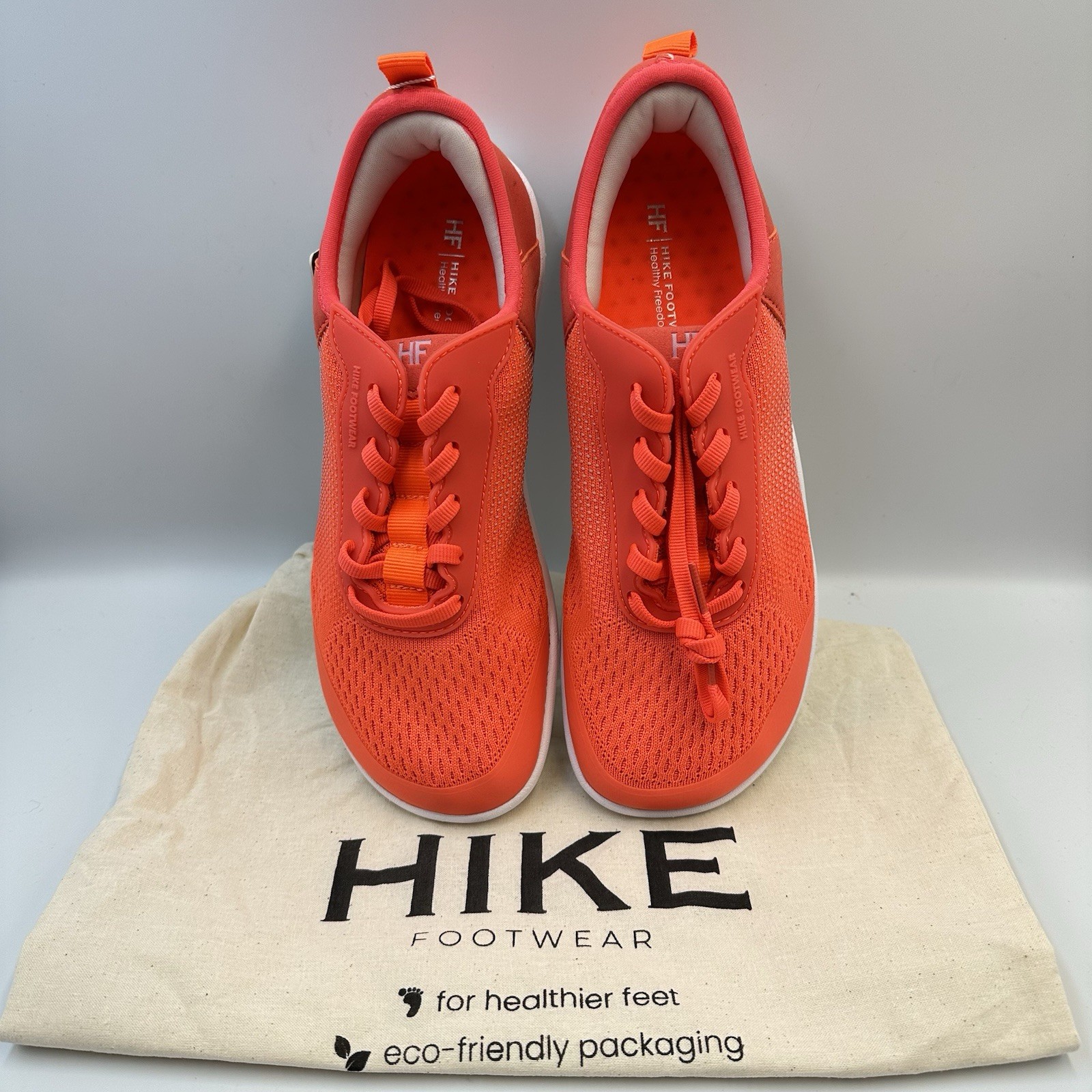 Hike HF Stride Orange Gray Sneakers Sz EU 39 M 6-6.5 W 8-8.5 Ltwt Minimalist