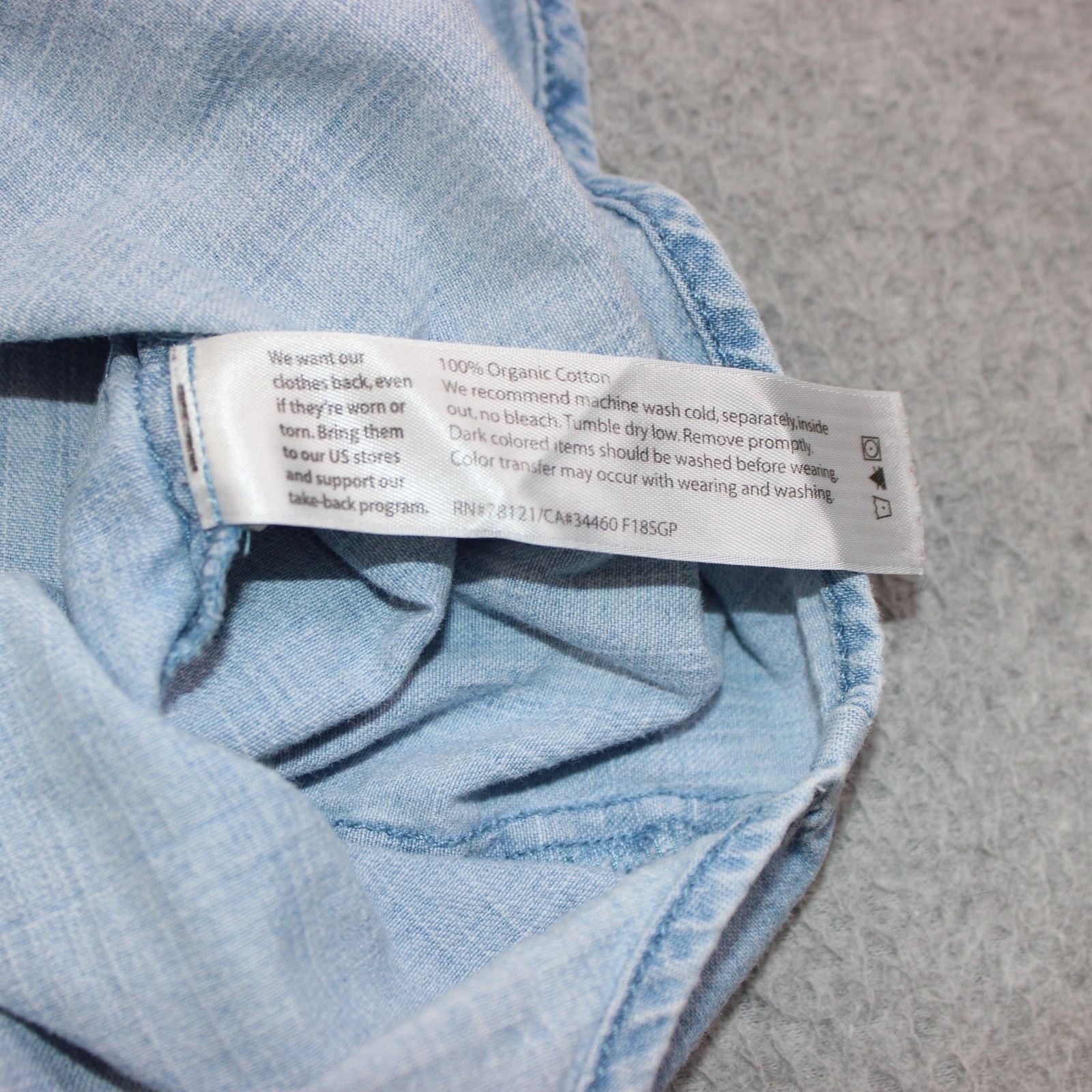 Eileen Fisher Shirt Women Large Blue Chambray Button Organic Cotton Shacket READ