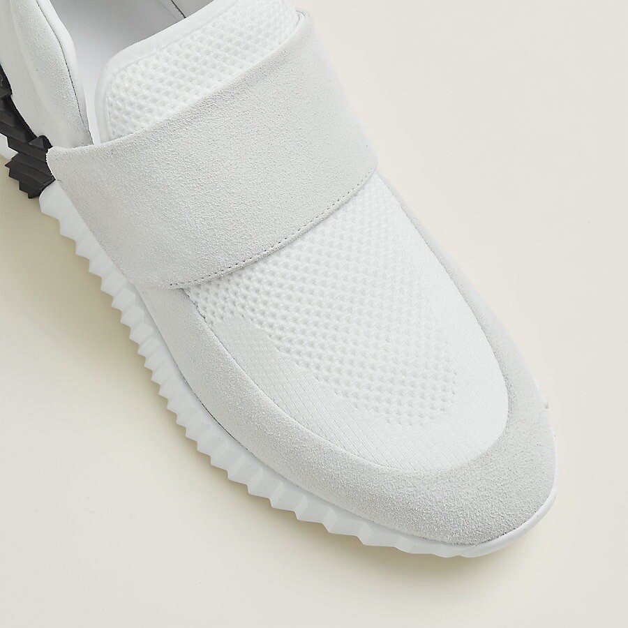 NEW HERMES Bouncing Women H Sneaker Size 37.5 EU H logo Suede Goatskin and Knit